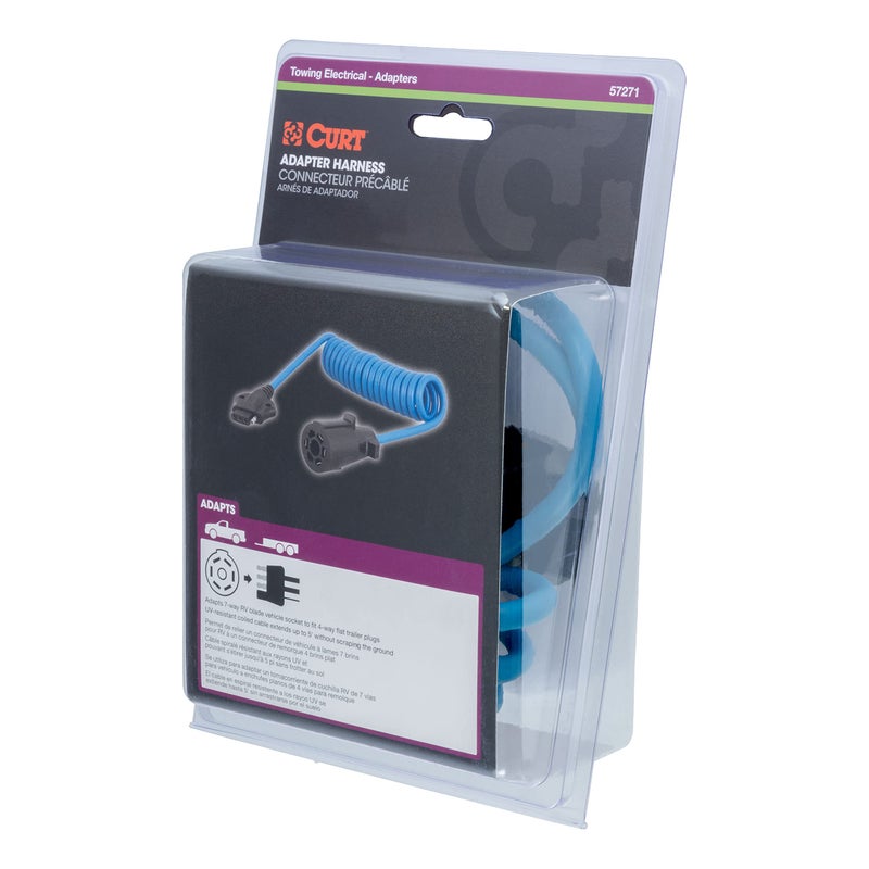 CURT 57271 5-Foot 7-Way RV Blade Vehicle-Side to 4-Way Flat Trailer Wiring Adapter Extension Harness - Image 5